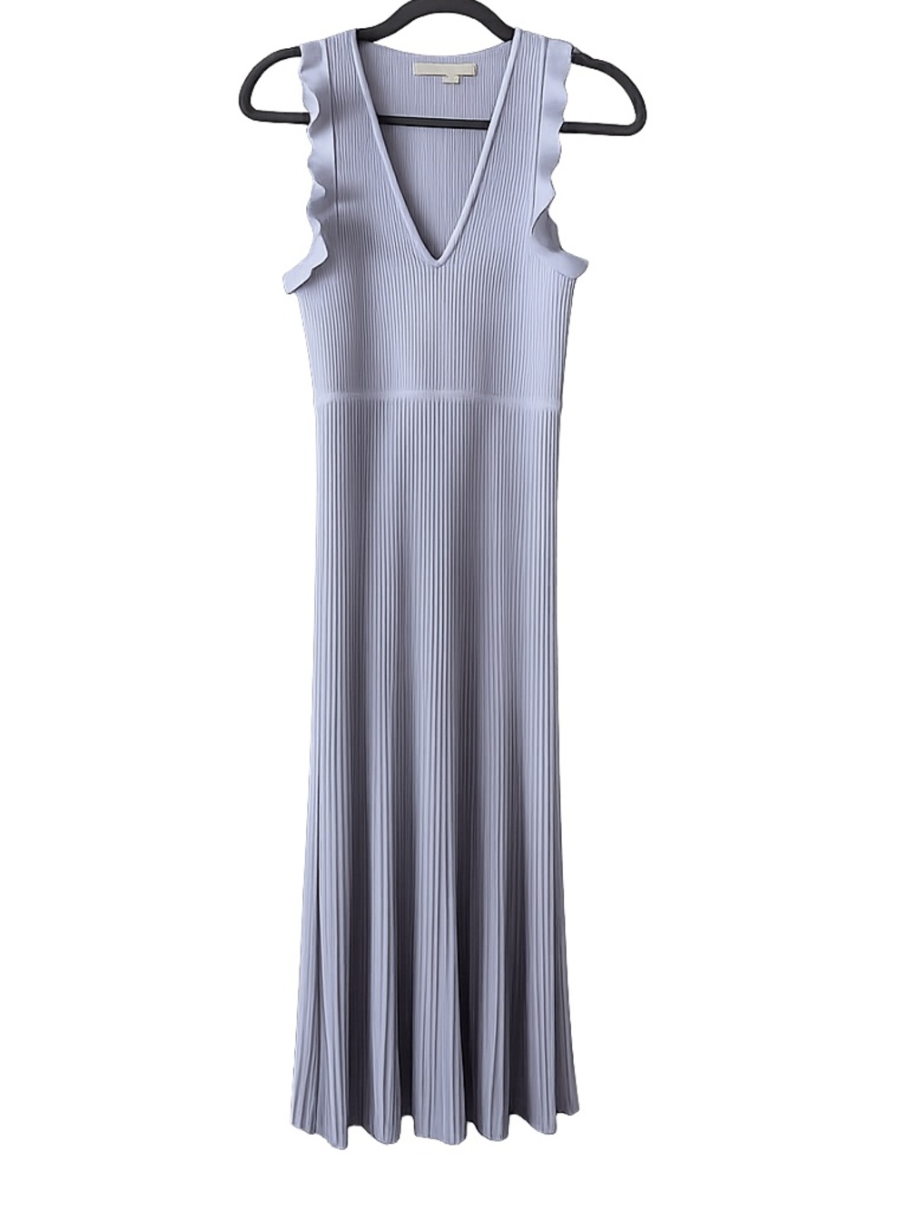 Michael Kors Lavender Ribbed V-Neck Maxi Dress with Ruffle Shoulders size Small